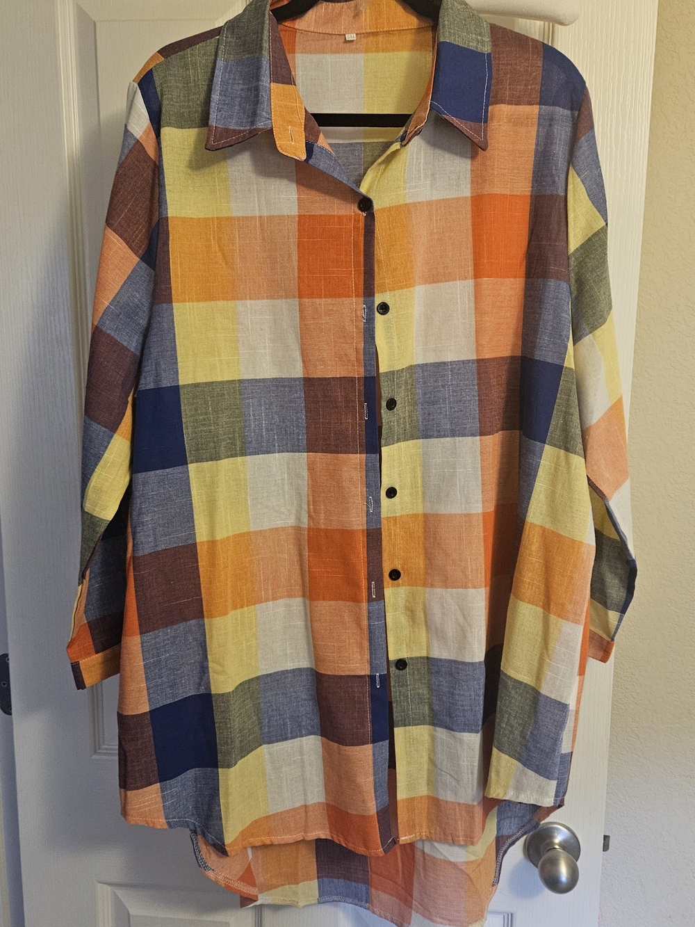 Long Linen Blend 2X Tunic Shirt Dress- Broncos Colors! NWOT